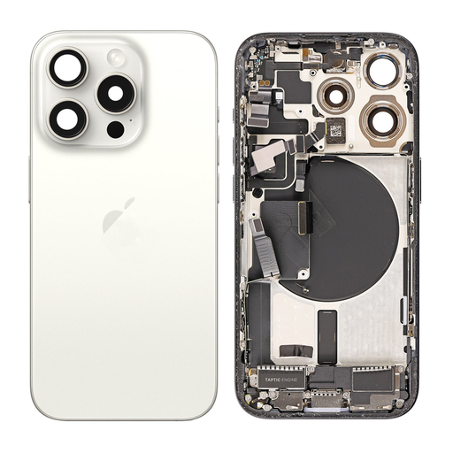 Back Screen Replacement for iPhone 15 Pro - Complete Assembly - White Titanium